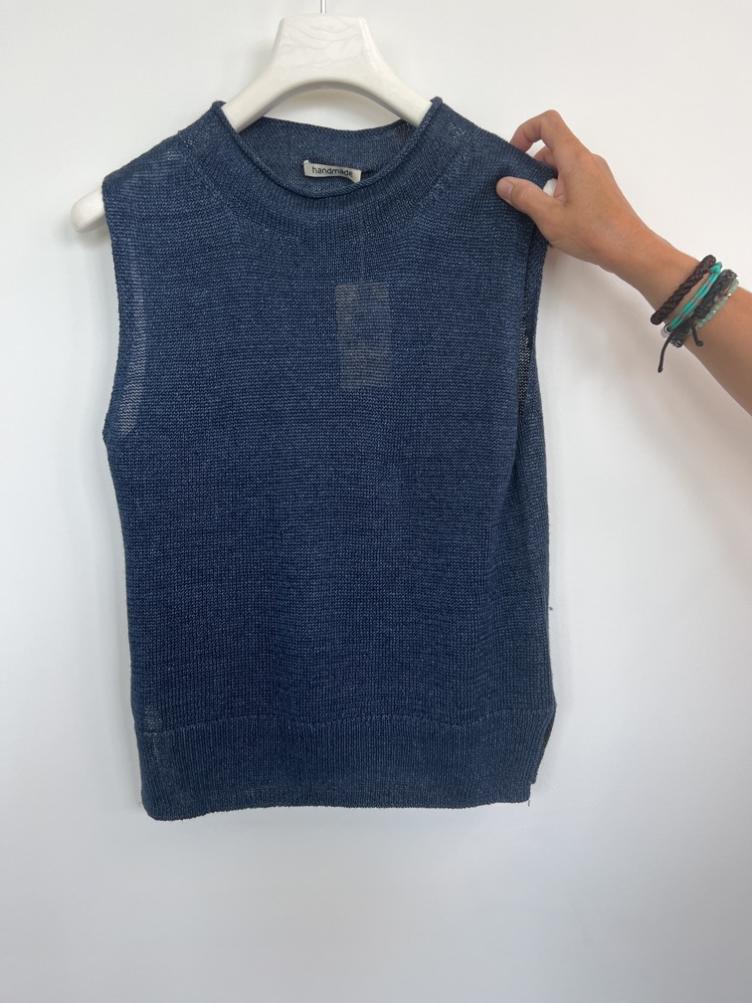Top Leinen dark denim