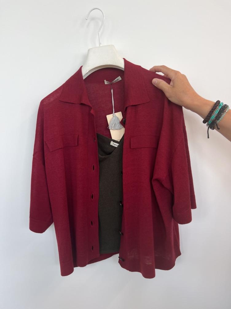 Top dark Seide/Leinen dark olive