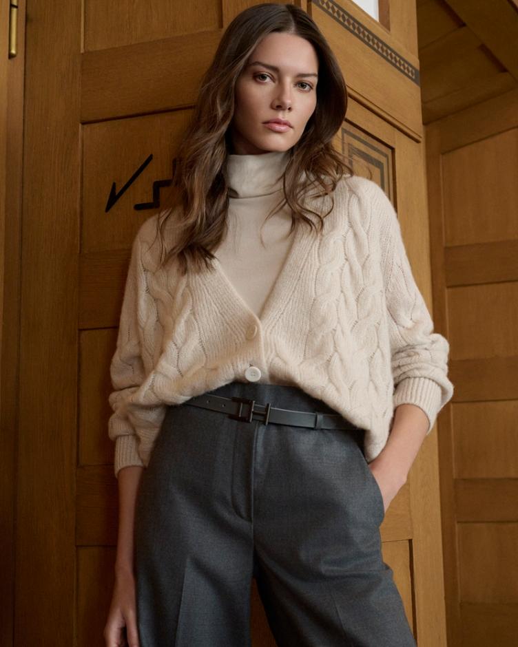 Cardigan lurex sand