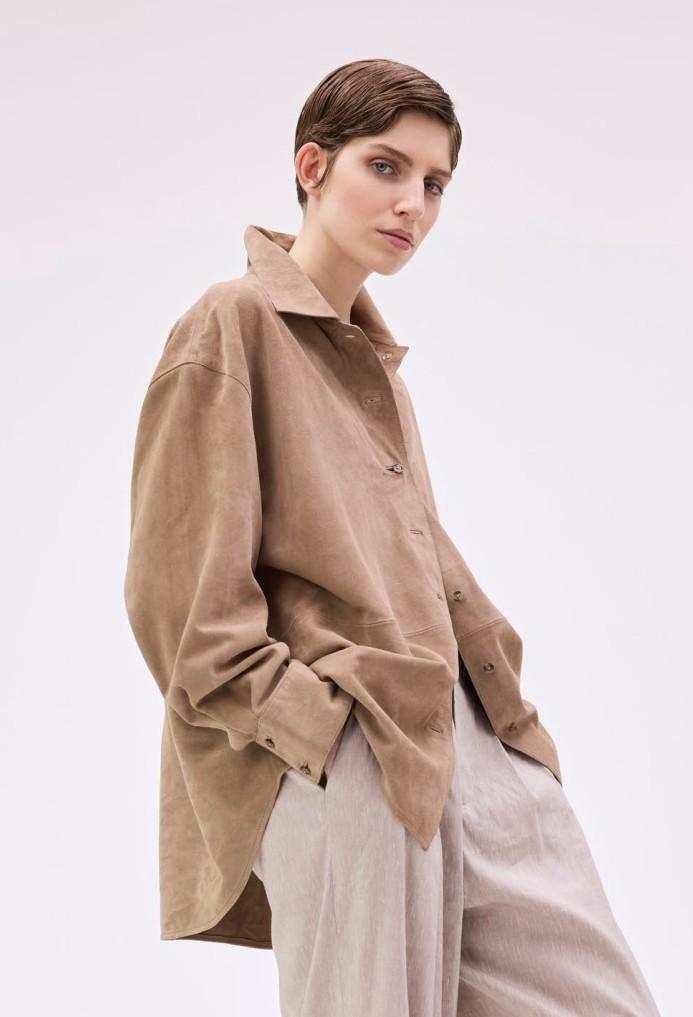 Coat Suede Shirt Aga light taupe