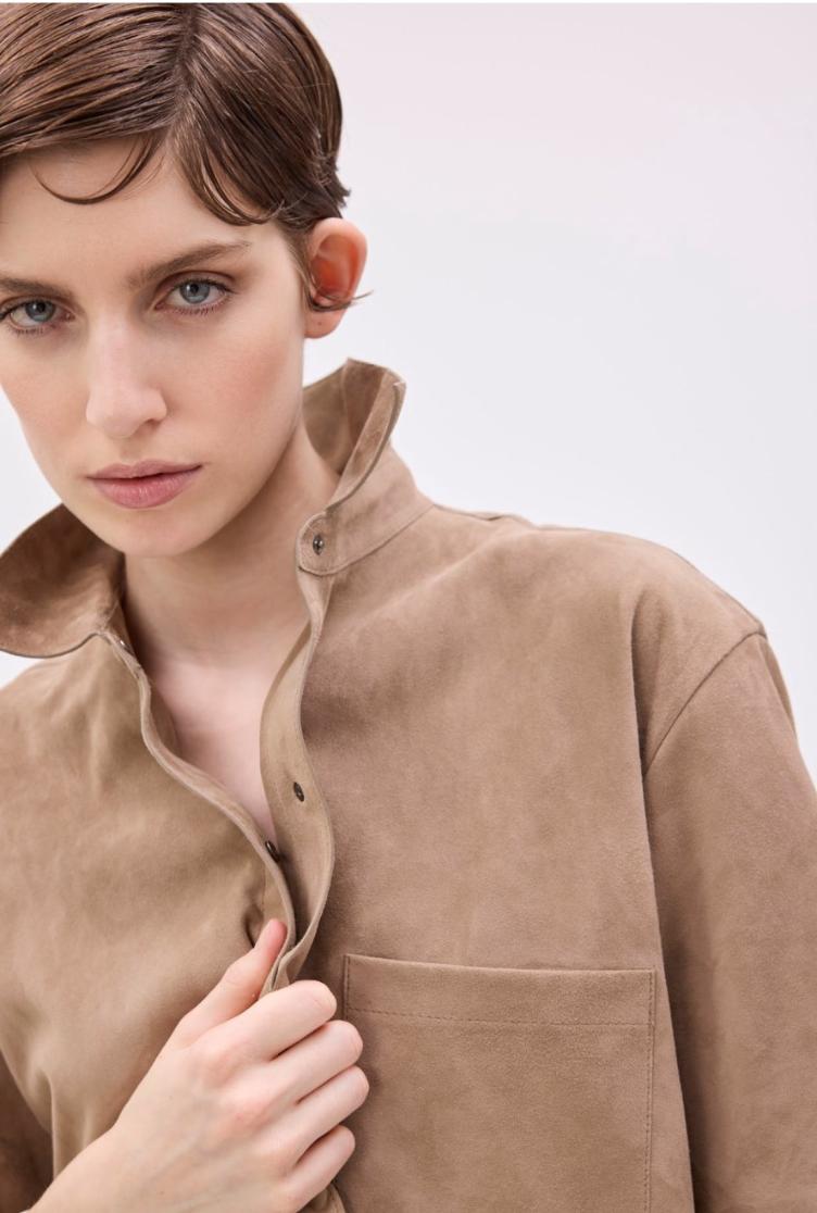 Coat Suede Shirt Aga light taupe - 2
