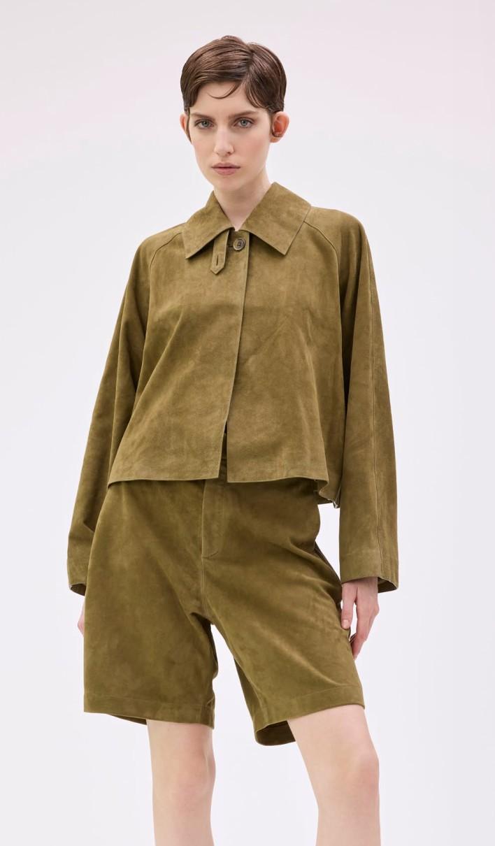 Goat Suede Jacke Heli light taupe