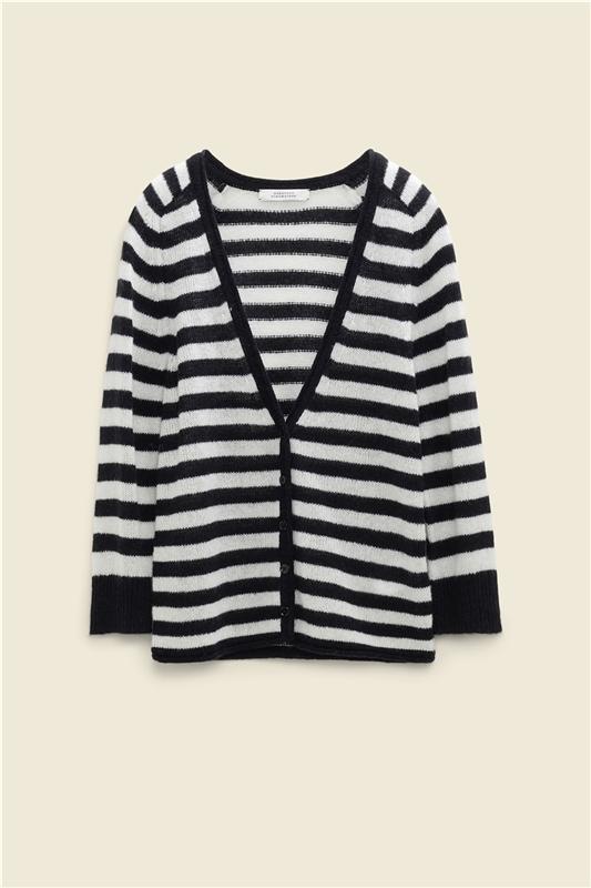 FRESH STRIPES cardigan black and white