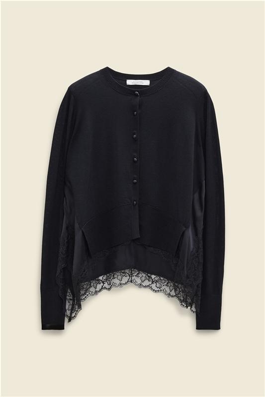DELICATE MERINO cardigan pure black