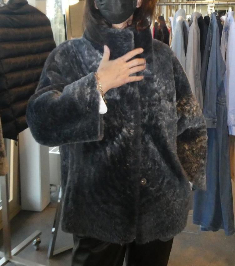 Lammfelljacke melange reversibel