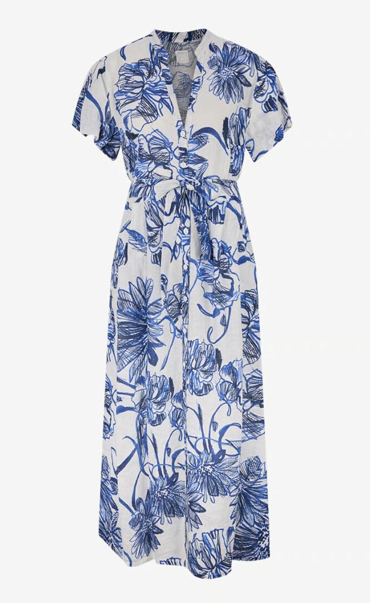 Leinen Kleid WASHED-BLU