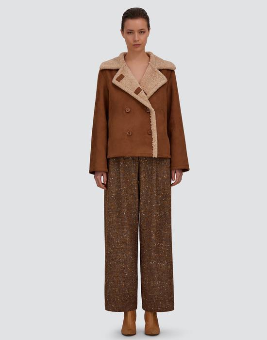 Outdoorjackel Faux Fur Marrone/Latte