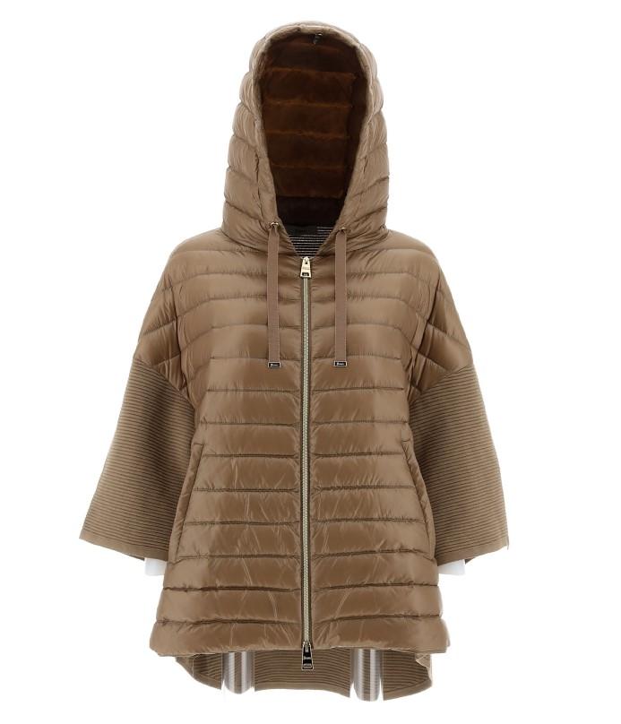 Daunenjacke mit Strickärmel camel
