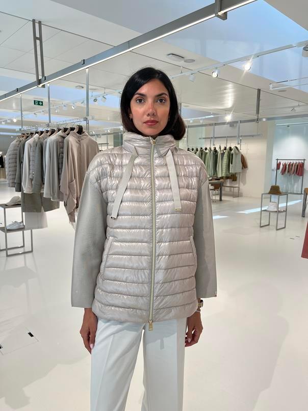 Lange Daunenjacke creme - 1