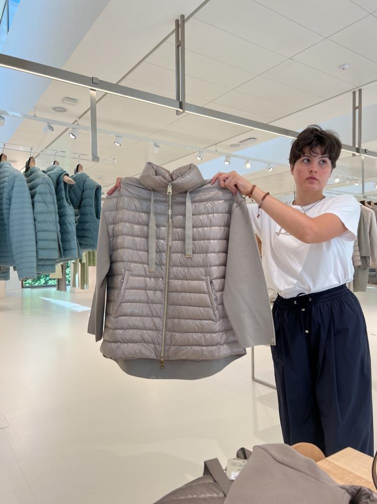 Lange Daunenjacke creme - 2