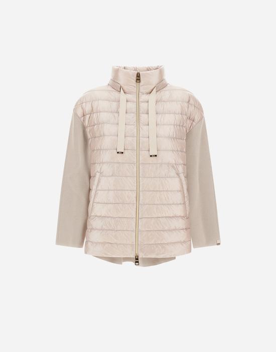 Lange Daunenjacke creme