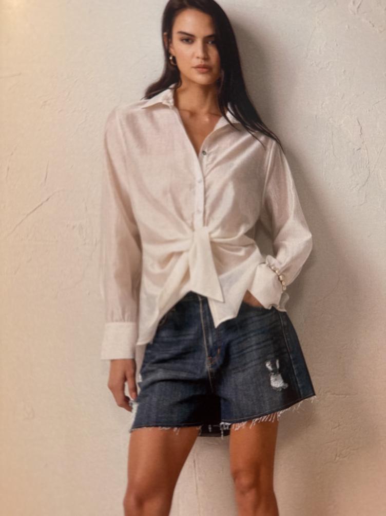 Camicia mussola nodo offwhite